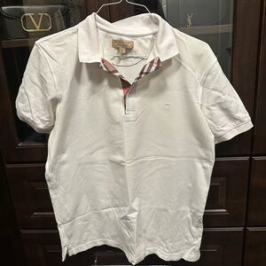 Burberry White Polo Shirt with Check Collar